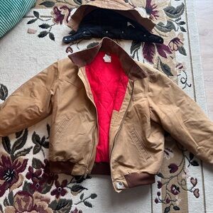 Carhartt Red Quilted-Look Jacket Interior with Brown Logo Patch